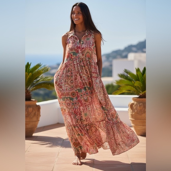 🔥Hot Deal! MISA Los Angeles Hilma Palazzo Tile Maxi Dress Size M New With Tags🔥 - Picture 2 of 13